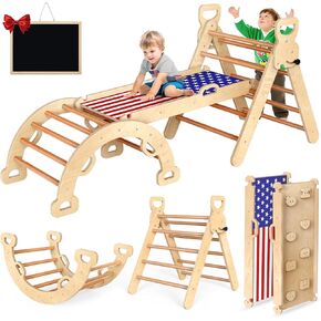 Pikler Gym Baby Climbing 8in1 Montessori Toy for Toddlers 1-3, Safe Durable Montessori Toy for Toddlers, Improves Balance, Coordination & Motor Skills, Indoor/Outdoor Play, Supports 2-3 Kids