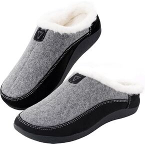 V.Step Orthopedic Slipper with Arch Support, Orthotic Slipper for Plantar Fasciitis Pain Relief,House Slipper for Man Women, Sherpa Lining Bedroom Slipper Shoe Indoor Outdoor Anti-Skid Rubber Sole