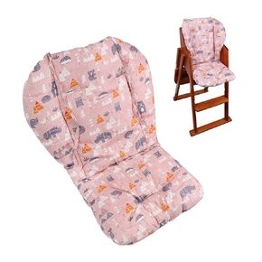 Baby High Chair Cushion, Thick Pad for Wooden High Chair, Baby Dining Chair Liner Mat (Pink Forest