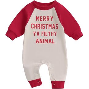 ZyHwShine Christmas Baby Girl Boy Outfit My First Christmas Jumpsuit Romper Long Sleeve Sweatshirt Fall Winter Clothes