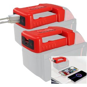 M18 2 Packs USB Charger Adapter for Milwaukee M18 18V Battery,for Battery Holder,Power Battery Connector with Output Port with USB and Type-C Charging Interface Power Wheel Adapter (Adapter Only)