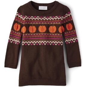 The Children's Place Baby Girls' One Size and Toddler Pumpkin, Fall Sweater Dress