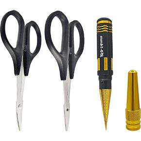 RC Body Reamer 0-14mm Hole Puncher with Sleeve and Curved Scissors & Straight Scissors Set RC Car Body Mounting for RC Car Truck Bodyshell Hobby Repair Tools