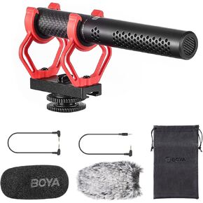 BOYA BY-BM2040 ميكروفون كاميرا خارجي مع حامل للصدمات للكاميرات DSLR وكاميرا فيديو عالمية وميكروفون فيديو قلبي فائق لتسجيل الفيديو ومقابلة يوتيوب ومدونات الفيديو in Kuwait
