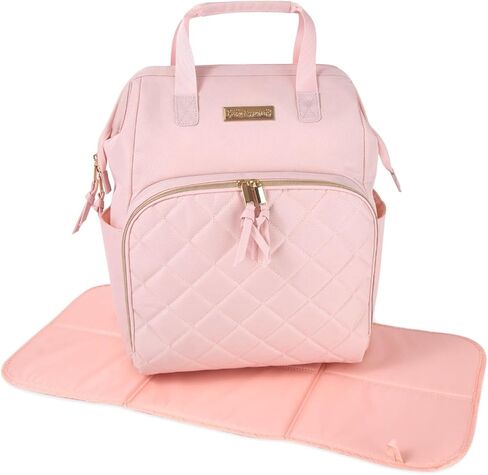 Baby Essentials Super Cooler Main Frame Diaper Backpack with Changing Pad, Stroller Straps, Insulated Bottle Compartment (Mauve Pink) in Saudi Arabia