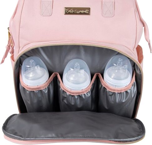 Baby Essentials Super Cooler Main Frame Diaper Backpack with Changing Pad, Stroller Straps, Insulated Bottle Compartment (Mauve Pink) in Saudi Arabia