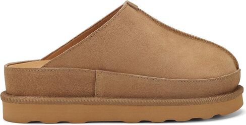 Women's Suede Clogs Leather Mules Platform Slippers for Women Comfort Slipper ThickBrown in Saudi Arabia