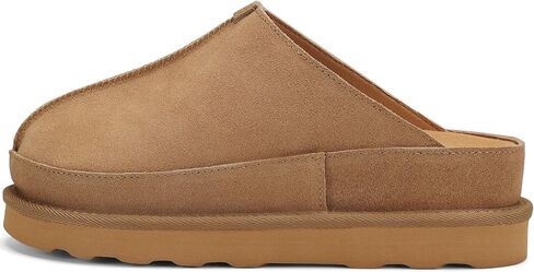 Women's Suede Clogs Leather Mules Platform Slippers for Women Comfort Slipper ThickBrown in Saudi Arabia