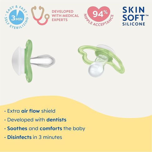 MAM Air Day & Night Baby Pacifier, for Sensitive Skin, Glows in The Dark, 6-16 Months, Unisex in Kuwait
