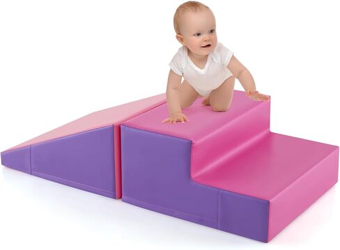 Olakids Climbing Toys for Toddlers, Indoor Baby Foam Climbing Blocks Soft Play Set with PU Leather, Kids Climb and Crawl Playset Sliding Activity Structure Gym Playground Climber (Navy) in Saudi Arabia