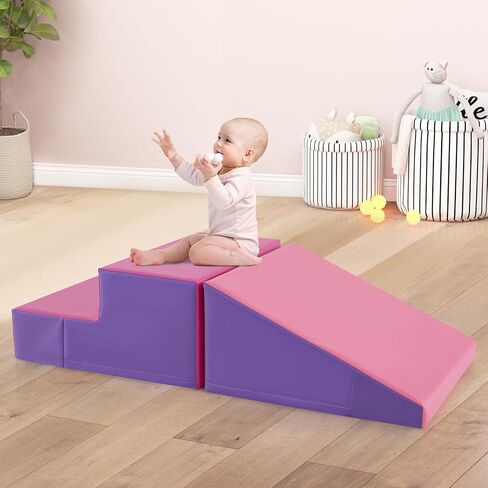 Olakids Climbing Toys for Toddlers, Indoor Baby Foam Climbing Blocks Soft Play Set with PU Leather, Kids Climb and Crawl Playset Sliding Activity Structure Gym Playground Climber (Navy) in Saudi Arabia