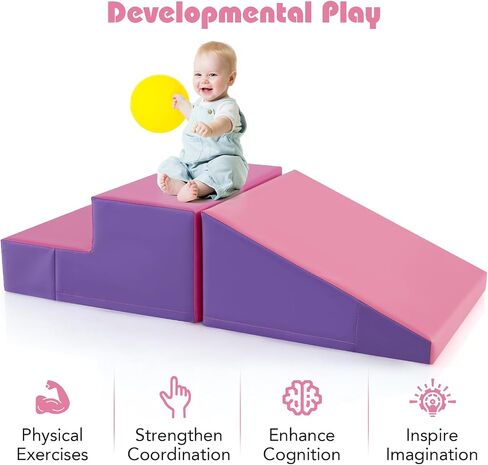 Olakids Climbing Toys for Toddlers, Indoor Baby Foam Climbing Blocks Soft Play Set with PU Leather, Kids Climb and Crawl Playset Sliding Activity Structure Gym Playground Climber (Navy) in Saudi Arabia