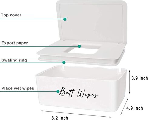 Bathroom Butt Wipes Dispenser,Size 8.2" * 4.9" * 3.9",Flushable Baby Wipes Container for Bathroom Wet Wipes Holder with Lid Nursery Diaper Wipes Box Funny Bathroom Decor in Saudi Arabia