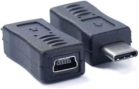 USB C to Mini USB Adapter, 2 Pack USB Type C Female to USB Mini 5pin Male Converter Adapter Suitable for Phone and Tablet(TypeC Female/Mini Male) in Kuwait