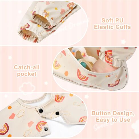 مريلة أطفال بأكمام طويلة من Accmor، مريلة بأكمام كاملة، مريلة للأطفال الصغار بأكمام مقاومة للماء، يمكن غسلها في الغسالة in Kuwait