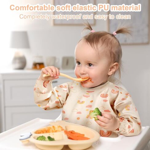 مريلة أطفال بأكمام طويلة من Accmor، مريلة بأكمام كاملة، مريلة للأطفال الصغار بأكمام مقاومة للماء، يمكن غسلها في الغسالة in Kuwait