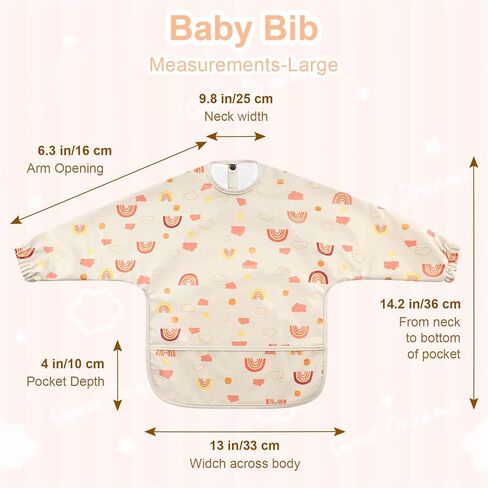 مريلة أطفال بأكمام طويلة من Accmor، مريلة بأكمام كاملة، مريلة للأطفال الصغار بأكمام مقاومة للماء، يمكن غسلها في الغسالة in Kuwait