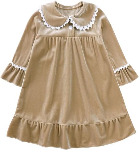 MYGBCPJS Toddler Baby Girl Christmas Dress Little Kids Velvet Warm Long Sleeve Ruffle Princess Skirt Pajamas Sleepwear in Saudi Arabia