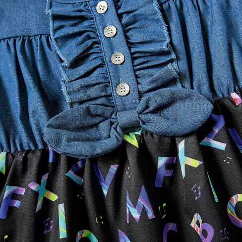 Enlifety Little Girls Princess Dresses Sleeveless Denim Tops Sundress Floral Print Tutu Skirts One-Piece Outfit 2-8T in Saudi Arabia