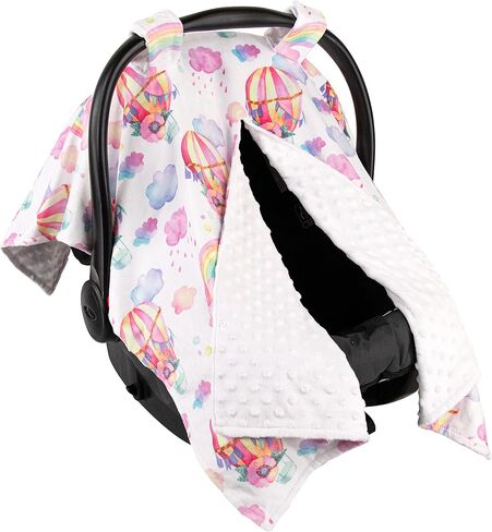 Top Tots Deluxe Minky Baby Car Seat Cover - Airplanes and Clouds, 40 x 29 Inch Grey in Saudi Arabia