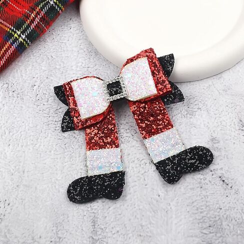 Christmas Hair Bows Clips Red Sparkly Sequin Big Bow Christmas Stocking Hair Clip Glitter Bows Barrettes Christmas Hair Accessories for Girls Women Xmas Party Gifts(Type C) in Saudi Arabia