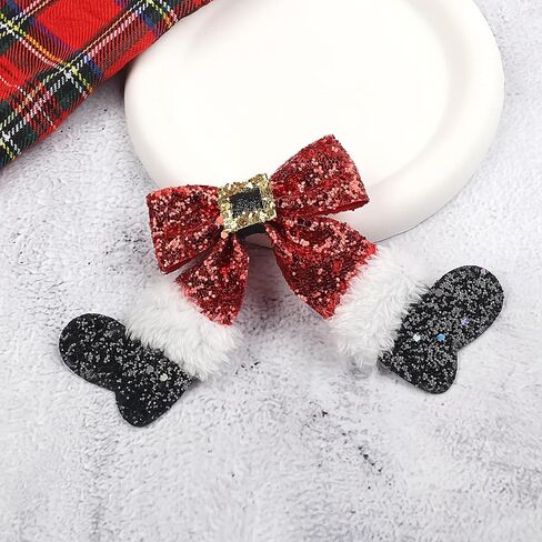Christmas Hair Bows Clips Red Sparkly Sequin Big Bow Christmas Stocking Hair Clip Glitter Bows Barrettes Christmas Hair Accessories for Girls Women Xmas Party Gifts(Type C) in Saudi Arabia