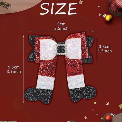 Christmas Hair Bows Clips Red Sparkly Sequin Big Bow Christmas Stocking Hair Clip Glitter Bows Barrettes Christmas Hair Accessories for Girls Women Xmas Party Gifts(Type C) in Saudi Arabia