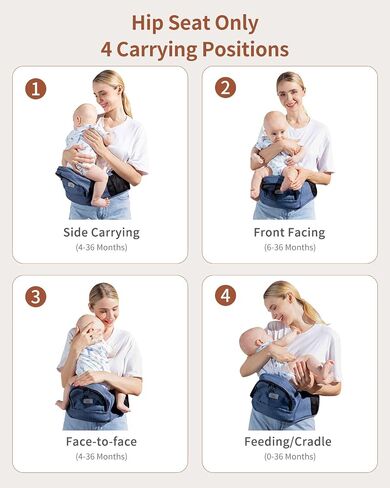 Baby Carrier, MOMTORY Hip Seat Carrier with Adjustable Strap & Various Pockets, Ergonomic Baby Hip Seat Carrier for Infants & Toddlers up to 50lbs (Blue) in Saudi Arabia