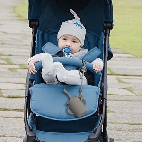 Toy Safety Straps, Silicone Pacifier Clips Sippy Cup Strap Stretchable Adjustable for Strollers, High Chair, Cribs, Hanging Baskets, BPA Free, 2 Pack (Sand+Light Grey) in Saudi Arabia