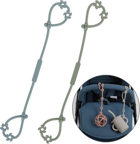 Toy Safety Straps, Silicone Pacifier Clips Sippy Cup Strap Stretchable Adjustable for Strollers, High Chair, Cribs, Hanging Baskets, BPA Free, 2 Pack (Sand+Light Grey) in Saudi Arabia