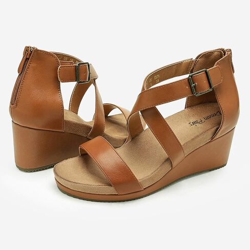 DREAM PAIRS Women's Wedge Platform Summer Sandals | Comfortable 2.4-inch wedge heels with soft faux suede footbed and adjustable strap for daily wear, or wedding dress shoes in Kuwait