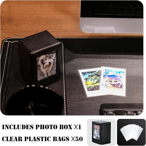 إطار صندوق تخزين حامل بطاقات Kpop صغير 2 × 3 و50 قطعة من حقائب الصور الشفافة لـ Fujifilm Instax Mini 12/11/99/9/7+/7s/40/EVO Film، صندوق تخزين صور بولارويد من جلد البولي يوريثان لبطاقة Kpop Photocard - أسود in Kuwait