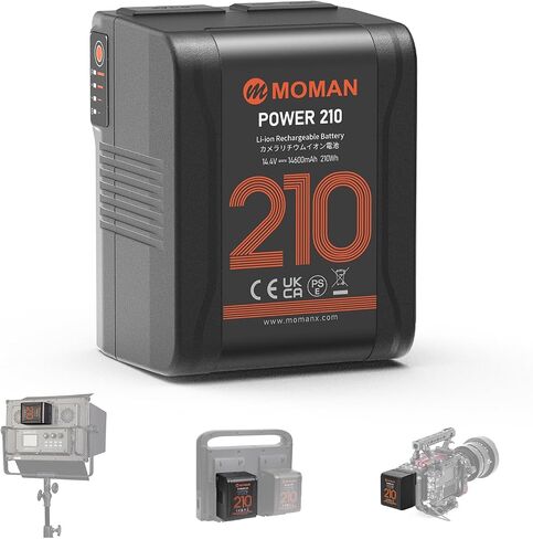 بطارية Moman V Mount، بطارية Power 210 V-Lock 210wh/14600mAh مع D-Tap ومخرجات USB-C بقدرة 65 وات متوافقة مع Aputure 300D ii و300X Video Light، V-Mount-Battery-Dtap-USB in Saudi Arabia