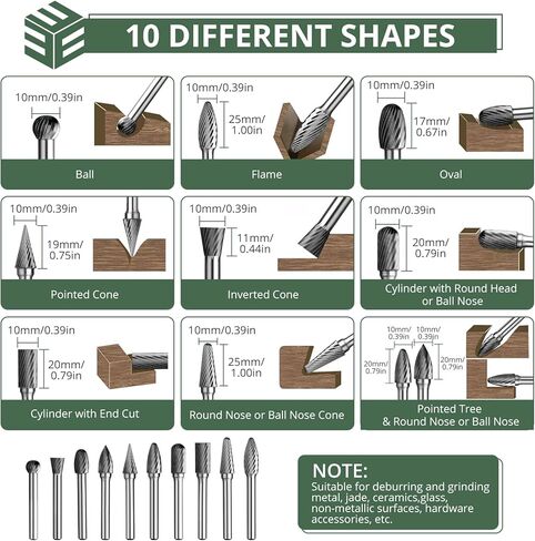 EYPINS Air Die Grinder Kit, Right Angle 90 Degree & Striaght Angle Grinder with 10 PCs Tungsten Steel Rotary File, Lightweight for Grinding, Cutting, Polishing and Deburring, etc in Kuwait