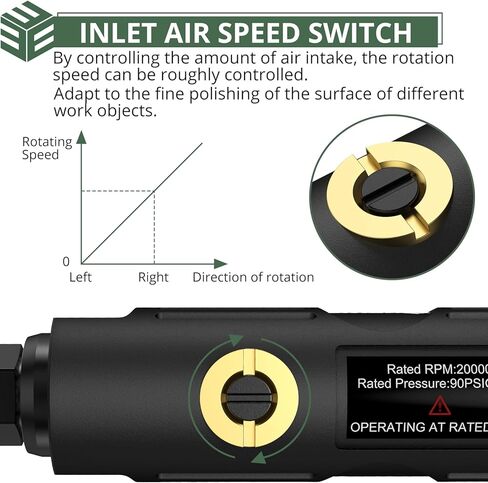 EYPINS Air Die Grinder Kit, Right Angle 90 Degree & Striaght Angle Grinder with 10 PCs Tungsten Steel Rotary File, Lightweight for Grinding, Cutting, Polishing and Deburring, etc in Kuwait