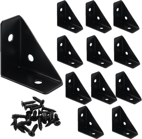 4 Pcs Triangle Shelf Bracket 35mm x 35mm Angle Corner Brackets Cold Rolled Steel 90 Degree Corner Braces for Table Bed Cabinet Wood, Black in Kuwait