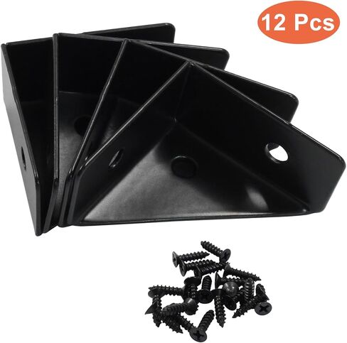 4 Pcs Triangle Shelf Bracket 35mm x 35mm Angle Corner Brackets Cold Rolled Steel 90 Degree Corner Braces for Table Bed Cabinet Wood, Black in Kuwait