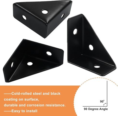 4 Pcs Triangle Shelf Bracket 35mm x 35mm Angle Corner Brackets Cold Rolled Steel 90 Degree Corner Braces for Table Bed Cabinet Wood, Black in Kuwait