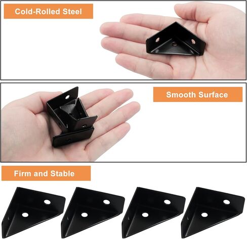 4 Pcs Triangle Shelf Bracket 35mm x 35mm Angle Corner Brackets Cold Rolled Steel 90 Degree Corner Braces for Table Bed Cabinet Wood, Black in Kuwait