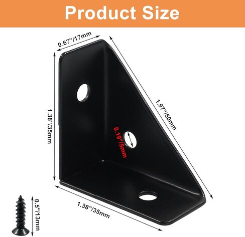 4 Pcs Triangle Shelf Bracket 35mm x 35mm Angle Corner Brackets Cold Rolled Steel 90 Degree Corner Braces for Table Bed Cabinet Wood, Black in Kuwait