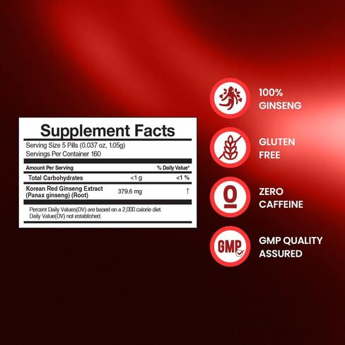 CheongKwanJang Korean Panax Red Ginseng Extract 800 Pills, Panax Ginseng Root Powder Pills for Men & Women, Natural Energy Supplements in Kuwait