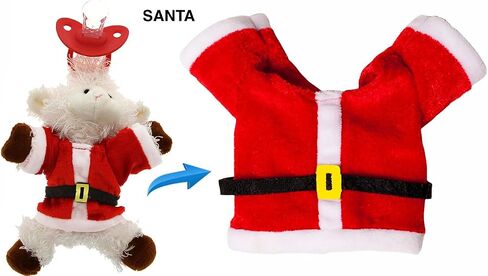 Trio - Soft Plush Pacifier Toy with Pacifier Outfit and Silicone Pacifier, Machine Washable, Lightweight (Santa, Small) in Saudi Arabia