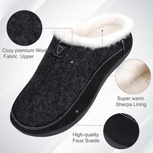 V.Step Orthopedic Slipper with Arch Support, Orthotic Slipper for Plantar Fasciitis Pain Relief,House Slipper for Man Women, Sherpa Lining Bedroom Slipper Shoe Indoor Outdoor Anti-Skid Rubber Sole in Kuwait