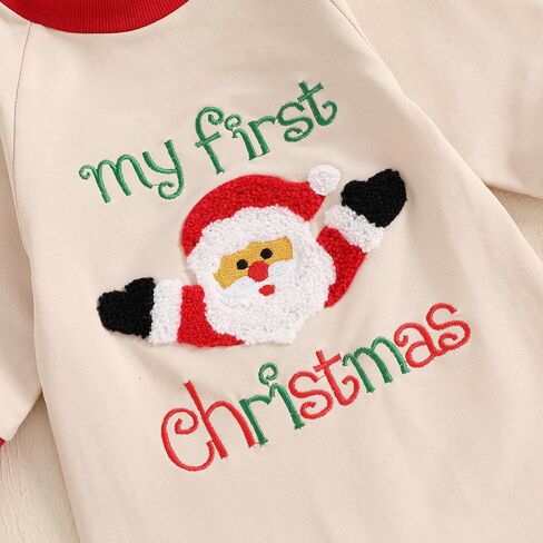 ZyHwShine Christmas Baby Girl Boy Outfit My First Christmas Jumpsuit Romper Long Sleeve Sweatshirt Fall Winter Clothes in Saudi Arabia