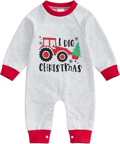 ZyHwShine Christmas Baby Girl Boy Outfit My First Christmas Jumpsuit Romper Long Sleeve Sweatshirt Fall Winter Clothes in Saudi Arabia