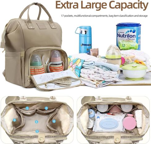 Diaper Bag Backpack with Baby Changing Station, Stylish Changing Bag, Large Travel Diaper Bag, Waterproof Baby Boy Girl Bag, Unisex Baby Registry must have - Plus Bonus Gift (Mocha Brown) in Saudi Arabia