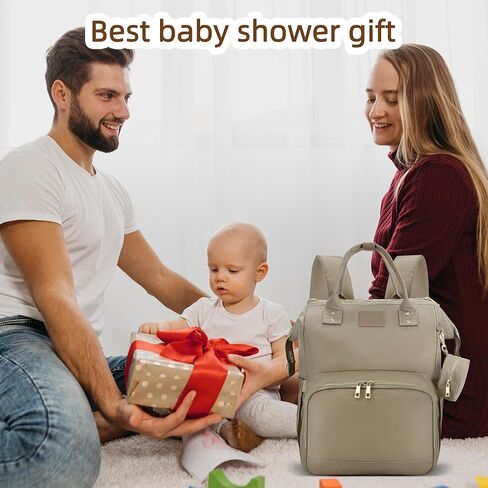 Diaper Bag Backpack with Baby Changing Station, Stylish Changing Bag, Large Travel Diaper Bag, Waterproof Baby Boy Girl Bag, Unisex Baby Registry must have - Plus Bonus Gift (Mocha Brown) in Saudi Arabia