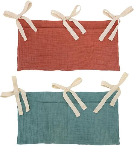 2 Pack Baby Crib Hanging Storage Bag, 2-Pockets Baby Crib Side Organizer Crib Hanging Organizer for Diapers, Toys, Clothing in Kuwait