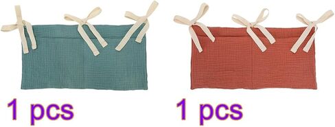 2 Pack Baby Crib Hanging Storage Bag, 2-Pockets Baby Crib Side Organizer Crib Hanging Organizer for Diapers, Toys, Clothing in Kuwait