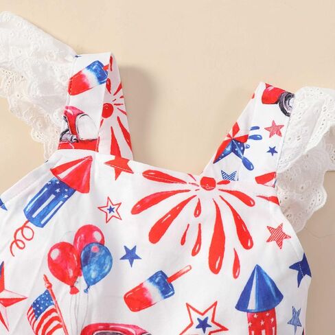 Akyzic Baby Girls 4th of July Dress Kids American Flag Patriotic Dresses Toddler Independence Day Outfits 1-8 Years in Saudi Arabia